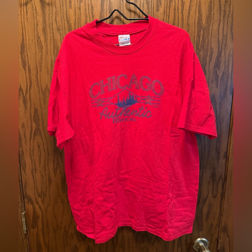 Hanes Red Short Sleeve Tee-Chicago Illinois